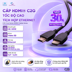 Cáp tín hiệu video HDMI C2G chuẩn 4K60Hz, có đầu nối, điện áp 30V, dài 0.9 - 4.6m, bảo hành trọn đời