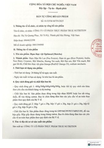  Optimeal Matcha- True Nutrition 