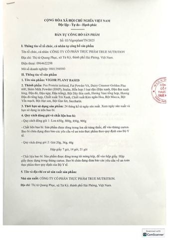  VIGOR PLANT BASED- True Nutrition 