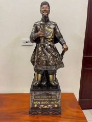 Tượng Trần Hưng Đạo Bằng Đồng Đỏ Khảm Tam Khí Cao 90cm