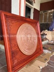 Tranh Trống Đồng Khung Hương Đỏ Kích Thước 130*110 Cm Khung Chữ Nhật