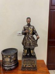 Tượng Trần Hưng Đạo Bằng Đồng Đỏ Khảm Tam Khí Cao 90cm