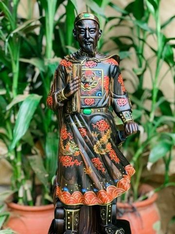 Tượng Danh Nhân - Tượng Gỗ Trần Quốc Tuấn Kích Thước C50- N14.5 - S12 Gỗ Mun