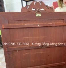 Tranh Trống Đồng Ngũ Phúc Mặt Đúc Khung Gỗ Hương Đỏ Kích Thước 80*80 Cm Khung Vuông