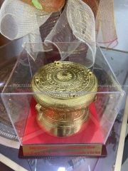 Trống Đồng Đông Sơn Dát Vàng Đường Kính 15Cm Cao 12Cm Chất Liệu Đồng Vàng