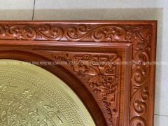 Tranh Trống Đồng Khung Gỗ Gõ Dát Vàng Kích Thước 80*80 Cm Khung Vuông