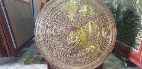 Mặt Trống Đồng Thúc Tay DK 60 Cm Màu Đồng Đỏ Mộc