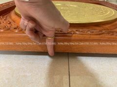 Tranh Trống Đồng Khung Gỗ Gõ Dát Vàng Kích Thước 80*80 Cm Khung Vuông