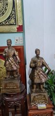 Tượng Trần Hưng Đạo Bằng Đồng Đỏ Khảm Tam Khỉ Cao 50cm