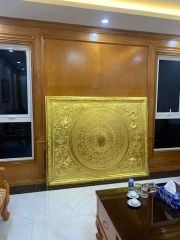 Tranh Trống Đồng Khung Đồng Dát Vàng Kích Thước 200*160 Cm Khung Chữ Nhật