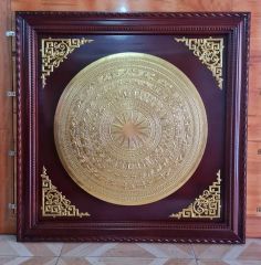Tranh Trống Đồng Mặt Trống Thúc Tay Kích Thước 100*100 Cm Khung Vuông