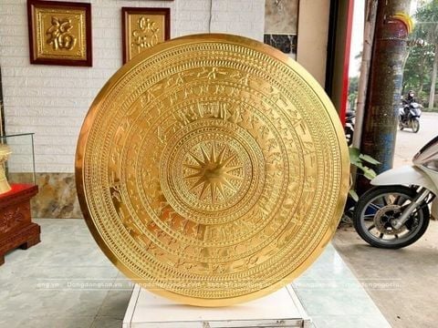 Mặt Trống Đồng Đúc DK 68 Cm - Hoa Văn Ngọc Lũ Đúc Chìm -  Dát Vàng