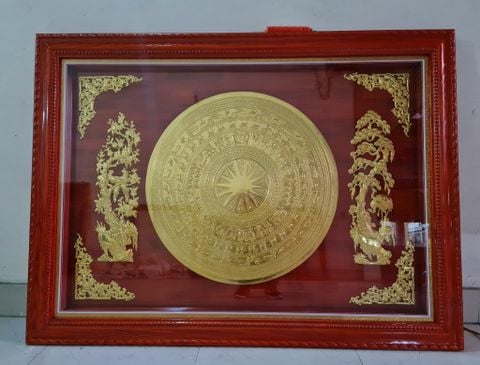 Tranh Trống Đồng Phú Quý Nền Đỏ Kích Thước 175*125 Cm Khung Chữ Nhật