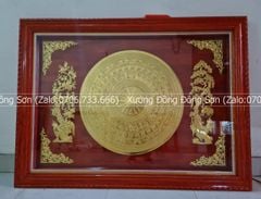 Tranh Trống Đồng Phú Quý Nền Đỏ Kích Thước 175*125 Cm Khung Chữ Nhật