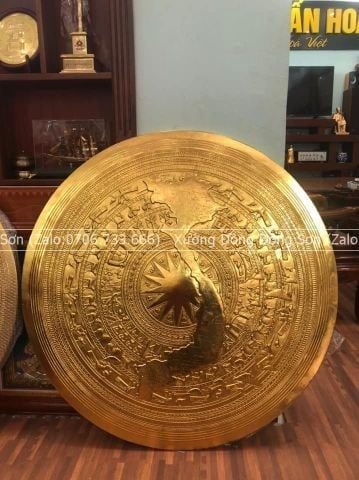 Mặt Trống Đồng Thúc Tay DK 80 Cm Có Bản Đồ Dát Vàng