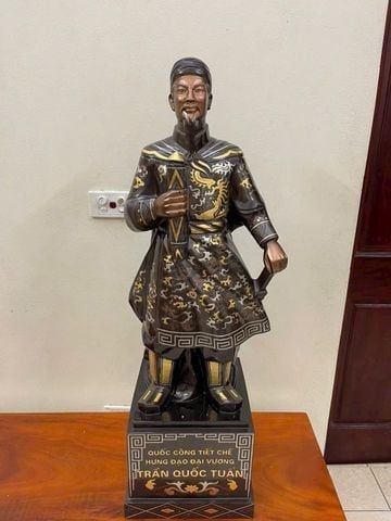 Tượng Trần Hưng Đạo Bằng Đồng Đỏ Khảm Tam Khí Cao 90cm