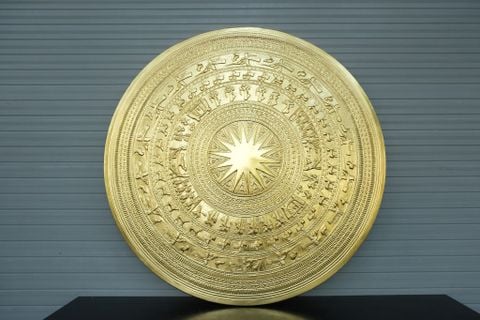 Mặt Trống Đồng Thúc Tay - Đồng Vàng Dát Vàng Đường Kính 80cm