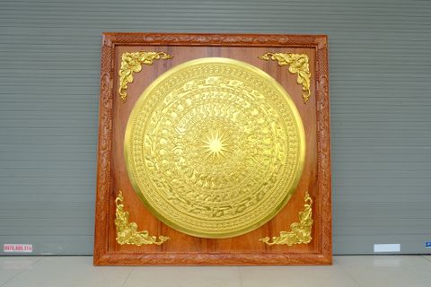 Tranh Trống Đồng - Khung Vuông - Kích Thước 141x141Cm Mặt Trống Đường Kính 108cm
