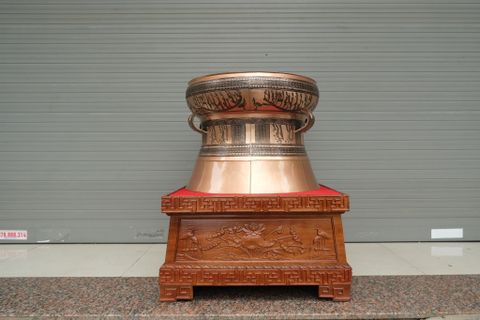 Trống Đồng Đông Sơn Đồng Đỏ Đường Kính 50cm - Hoa Văn Ngọc Lũ Họa Tiết Chìm