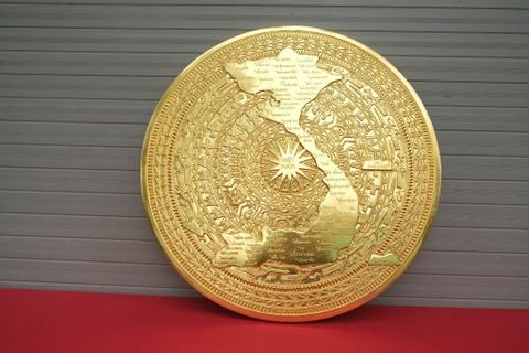 Mặt Trống Đồng Đúc DK 60 Cm - Có bản Đồ Dát Vàng