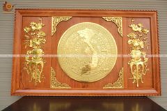 Tranh Trống Đồng Lục Bình Hoa Sen Kích Thước 147x87 Cm Khung Chữ Nhật