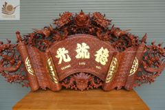 Bộ Cuốn Thư Câu Đối Ôm Nguyên khối - Kích Thước 175( CT175x81-CĐ 175*26)- Gỗ Hương Đá