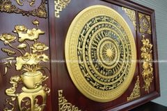 Tranh Trống Đồng Đôi Lục Bình Hoa Sen 2 Bên Kích Thước Ngang 170cm, Cao 107cm Khung Chữ Nhật
