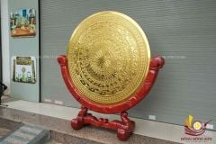 Mặt Trống Đồng Đúc - Kèm Đế Gỗ - Đường Kính 110cm Dát Vàng