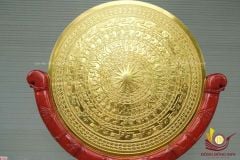 Mặt Trống Đồng Đúc - Kèm Đế Gỗ - Đường Kính 110cm Dát Vàng