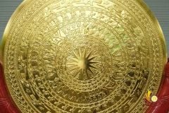Mặt Trống Đồng Đúc - Kèm Đế Gỗ - Đường Kính 110cm Dát Vàng