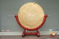 Mặt Trống Đồng Đúc - Kèm Đế Gỗ - Đường Kính 110cm Dát Vàng