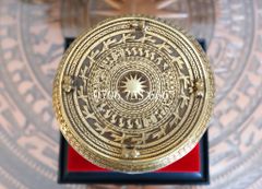 Trống Đồng Đông Sơn Đường Kính 12Cm Cao 9Cm Chất Liệu Đồng Vàng