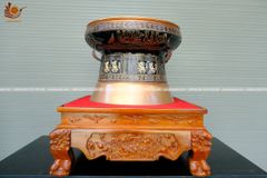 Trống Đồng Đông Sơn Đồng Đỏ Đường Kính 50cm - Hoa Văn Ngọc Lũ Họa Tiết Nổi