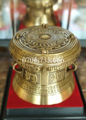 Trống Đồng Đông Sơn Đường Kính 12Cm Cao 9Cm Chất Liệu Đồng Vàng