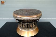 Trống Đồng Đông Sơn Đồng Đỏ Đường Kính 68cm + Đế Hộp Kính - Hoa Văn Ngọc Lũ Họa Tiết Nổi