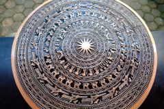 Trống Đồng Đông Sơn Đồng Đỏ Đường Kính 40cm + Đế Hộp Kính - Hoa Văn Ngọc Lũ Họa Tiết Nổi