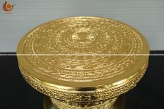 Trống Đồng Đông Sơn Đồng Đỏ, Đường Kính 40cm - Hoa Văn Ngọc Lũ Họa Tiết Nổi Dát Vàng