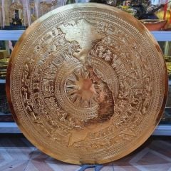 Mặt Trống Đồng Thúc Tay - Đồng Vàng Đường Kính 80cm - Có Bản Đồ