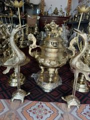 Bộ Tam Sự Hạc Bằng Đồng Cát Tút Song Long Chầu Nguyệt Cao 60 Cm