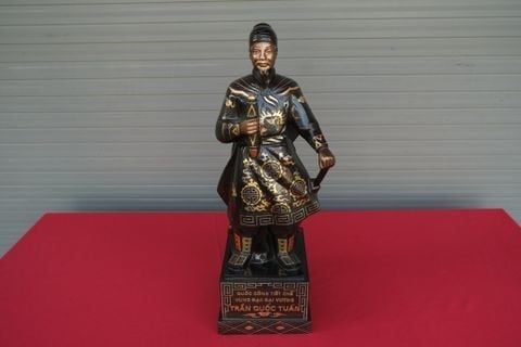 Tượng Trần Hưng Đạo Bằng Đồng Đỏ Khảm Tam Khí Cao 60 Cm