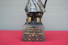 Tượng Trần Hưng Đạo Bằng Đồng Đỏ Khảm Tam Khí Cao 60 Cm