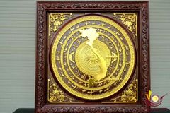 Tranh Trống Đồng - Khung Vuông- KT 81x81 Gỗ Gõ Đỏ