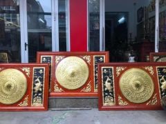 Tranh Trống Đồng Đôi Cá Chép Kích Thước 197*117 Cm Khung Chữ Nhật