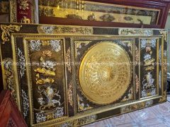 Tranh Trống Đồng Khung Đồng Dát Vàng Kích Thước 230x120 Cm Khung Chữ Nhật