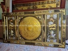 Tranh Trống Đồng Khung Đồng Dát Vàng Kích Thước 230x120 Cm Khung Chữ Nhật