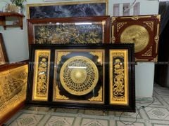 Tranh Trống Đồng Đôi Bình Sen Kích Thước 176*107 Cm Khung Chữ Nhật