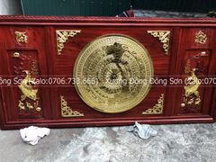 Tranh Trống Đồng Cá Chép Tài Lộc Kích Thước 197*107 Cm Khung Chữ Nhật