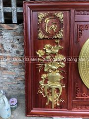 Tranh Trống Đồng Đôi Lục Bình Hoa Sen 2 Bên Kích Thước 200*140 Cm Khung Chữ Nhật