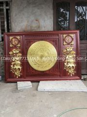Tranh Trống Đồng Đôi Lục Bình Hoa Sen 2 Bên Kích Thước 200*140 Cm Khung Chữ Nhật