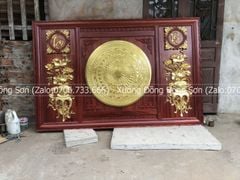 Tranh Trống Đồng Đôi Lục Bình Hoa Sen 2 Bên Kích Thước 200*140 Cm Khung Chữ Nhật